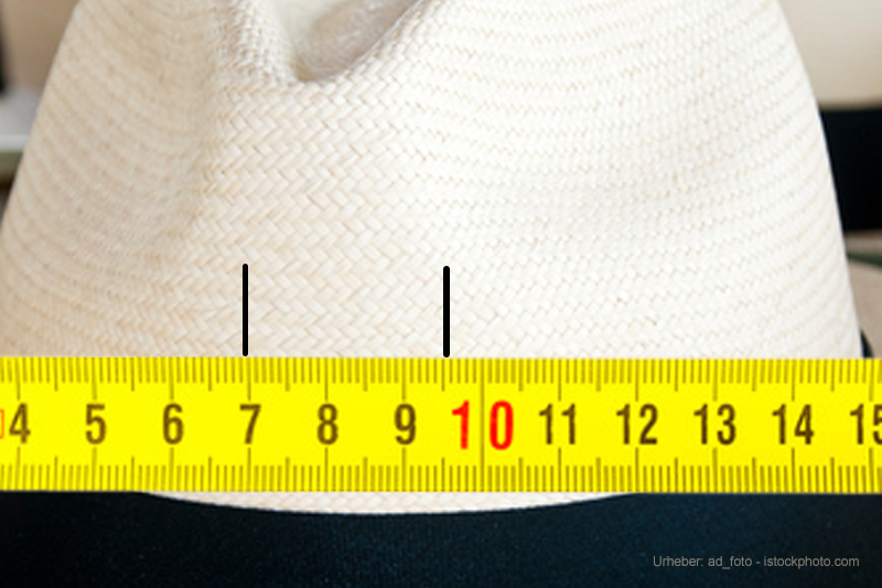 Wieviel Reihen pro 2,5cm Hut mit Messband